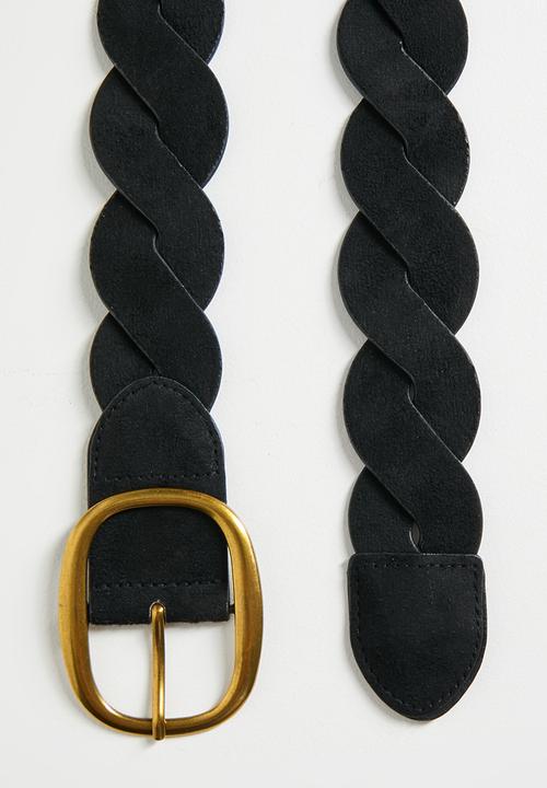 Tessa Design - Lilia Braided Belt With Gold Buckle - Black