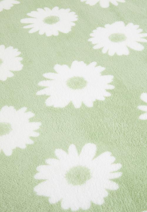 H&S - Floral Fleece Throw - Green