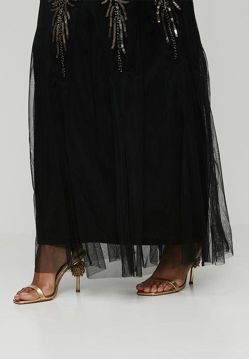 Stella Morgan - Cap Sleeve Sequin Maxi Dress With Mermaid Hem - Black