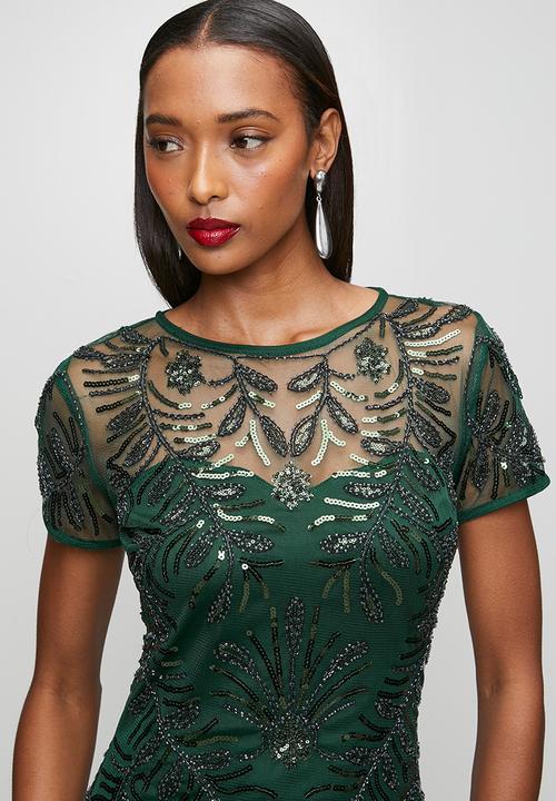 Stella Morgan - Cap Sleeve Sequin Maxi Dress With Mermaid Hem - Emerald