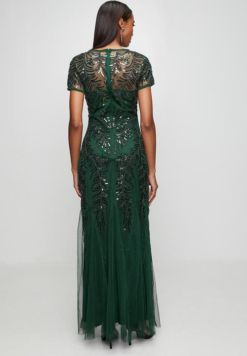 Stella Morgan - Cap Sleeve Sequin Maxi Dress With Mermaid Hem - Emerald