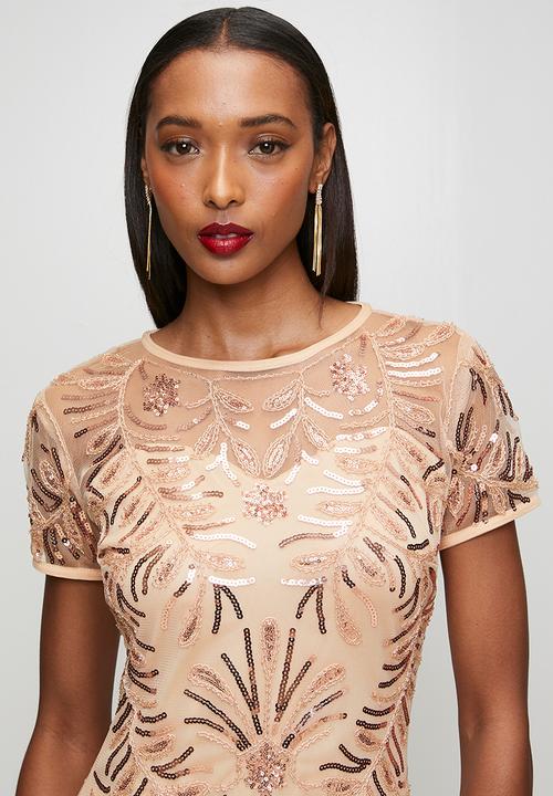 Stella Morgan - Cap Sleeve Sequin Maxi Dress With Mermaid Hem - Champagne