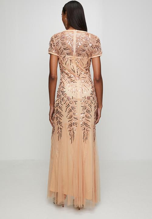 Stella Morgan - Cap Sleeve Sequin Maxi Dress With Mermaid Hem - Champagne
