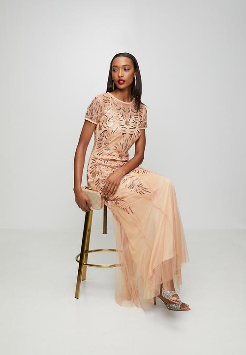 Stella Morgan - Cap Sleeve Sequin Maxi Dress With Mermaid Hem - Champagne