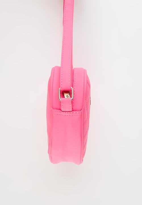 Pop Candy - Barbie Pink Quilted Heart Pu Sling Bag - pink