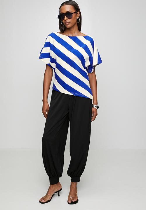 Me&B - Asymmetrical Striped Tee - Ink/Milk