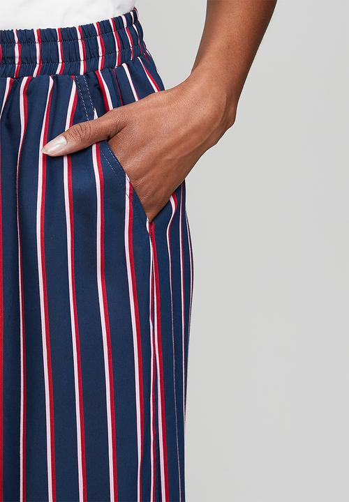 Me&B - Navy Stripe Wide Leg Pant - Navy stripe