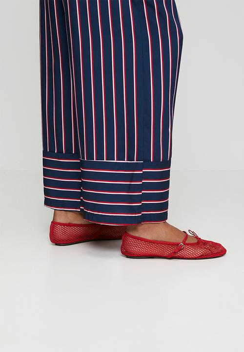 Me&B - Navy Stripe Wide Leg Pant - Navy stripe