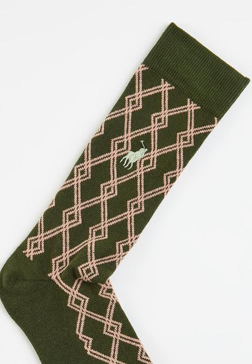 POLO - Interlock Pattern Sock - Olive Multi