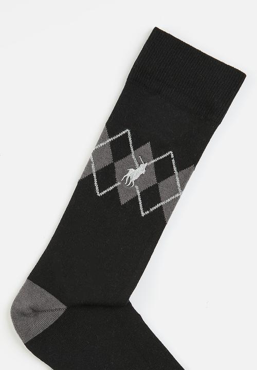 POLO - Contrast Argyle Crew Sock - Black Multi