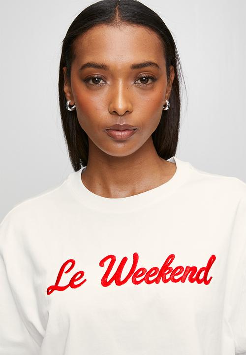 Me&B - La Weekend Red Print Tee - White