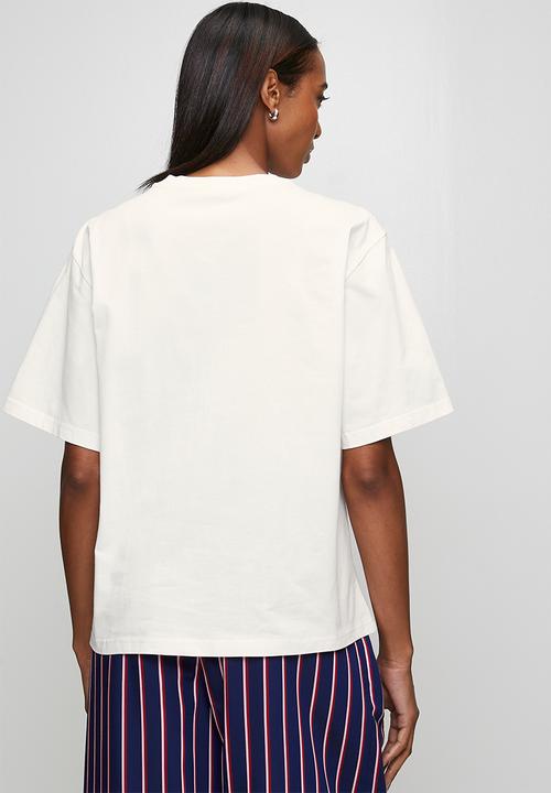 Me&B - La Weekend Red Print Tee - White