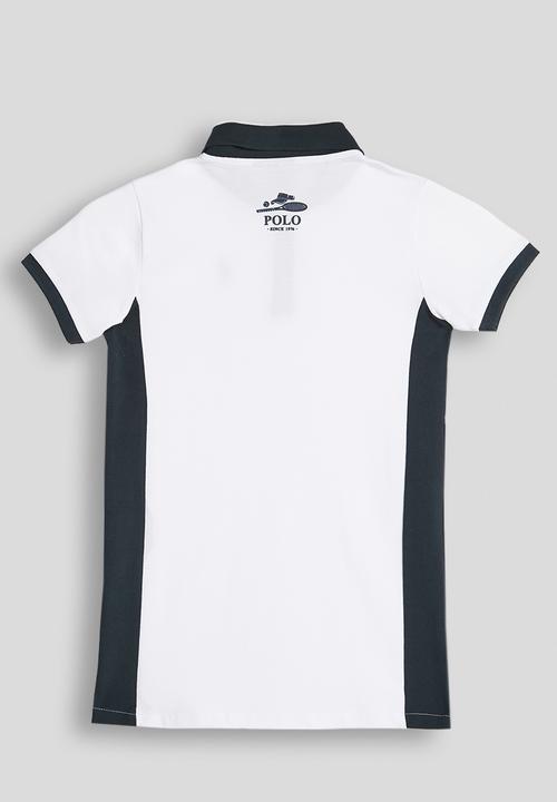 POLO - Girls Demi Colour Blocked Short Sleeve Golfer Dress - White