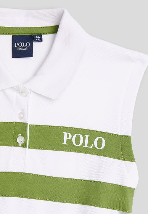 POLO - Girls Nandi Printed Stripe Dress - White