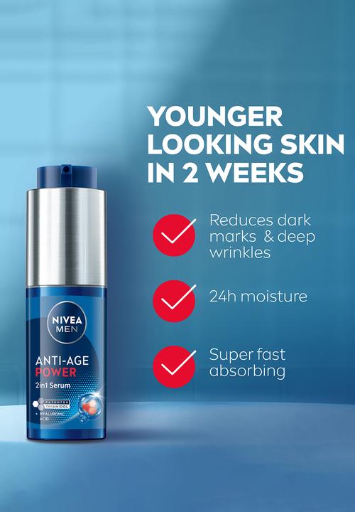 Nivea - MEN Anti-Age Power 2in1  Anti-Dark Mark & Anti-Wrinkle Face Serum - 30ml