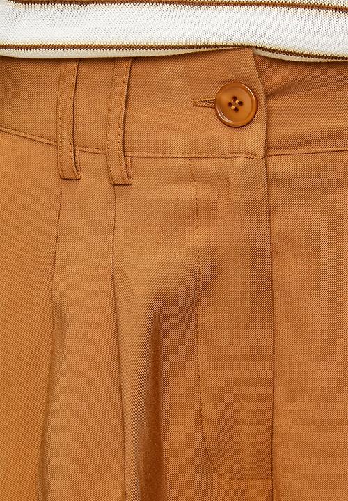 Izabel London - High Waist Straight Leg Trouser - Brown