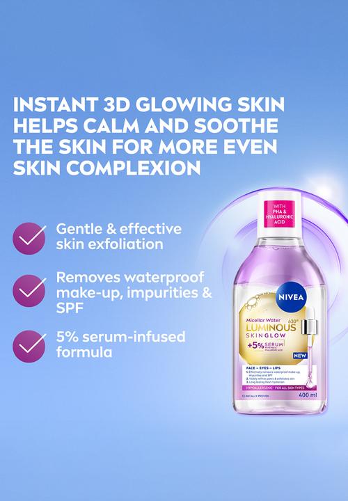 Nivea - LUMINOUS630 Skin Glow Micellar Water Effective Make-up Remover - 400ml