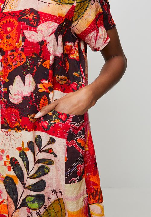 Izabel London - S/S Front Pocket Easy Wearing T-Shirt Dress - Orange