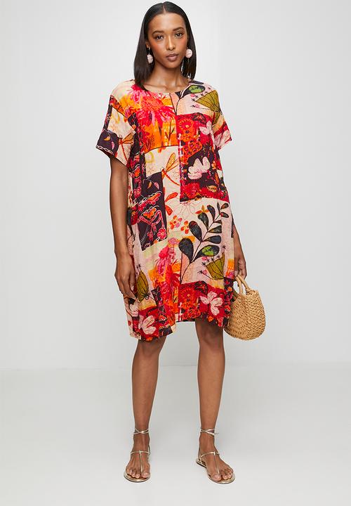 Izabel London - S/S Front Pocket Easy Wearing T-Shirt Dress - Orange