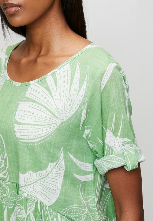 Izabel London - S/S Easy Wearing Printed Cotton Dress - Green