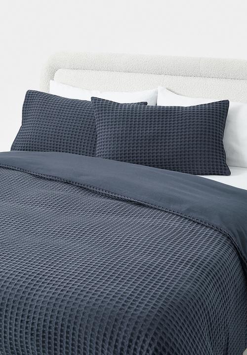 Sixth Floor - Mesa Cotton Waffle Duvet Cover Set Navy