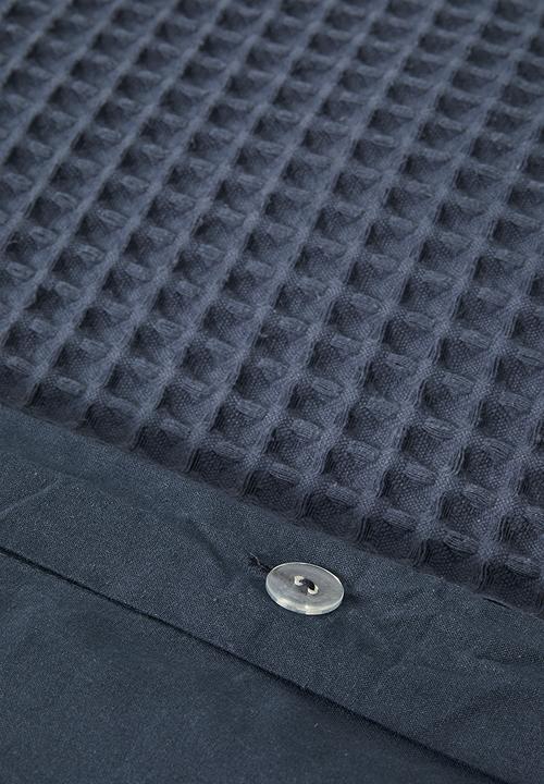Sixth Floor - Mesa Cotton Waffle Duvet Cover Set Navy