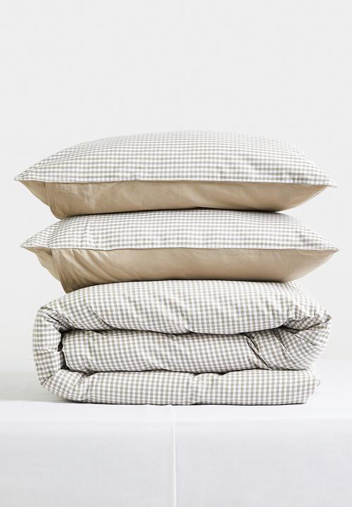 Sixth Floor - Demi Cotton Yarn Dye Check Duvet Cover Natural & White