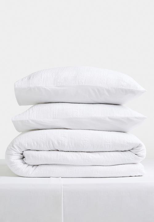 Sixth Floor - Verso Check Waffle Weave Duvet Set White