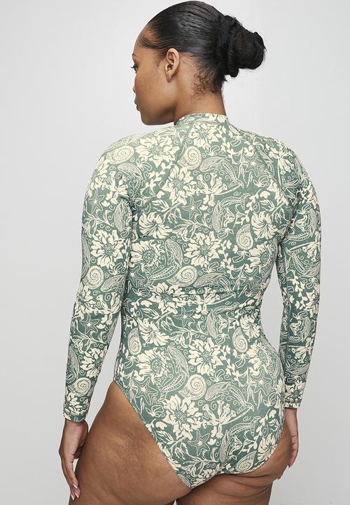 Lizzy - Plus ladies long sleeve full body rashvest swimsuit - beach boho