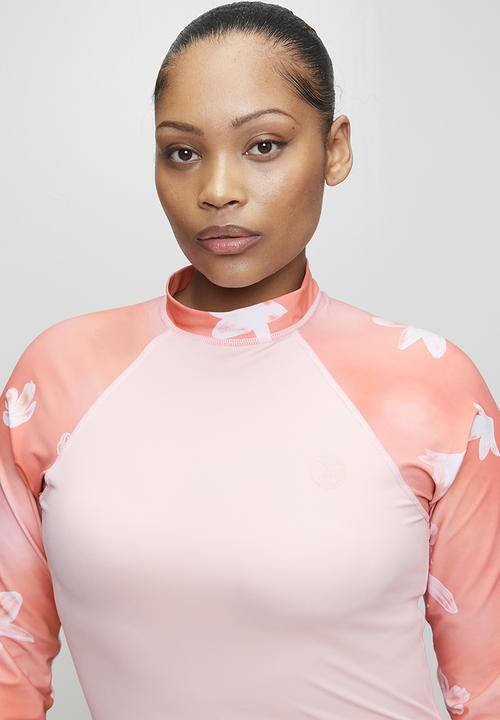 Lizzy - Plus ladies long sleeve rashie - floral sunset