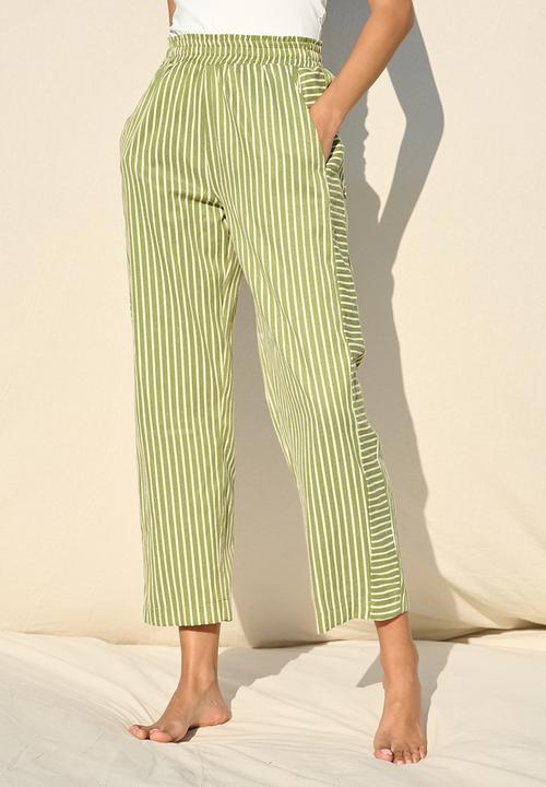 Me&B - Plus Stripe Tapered Leg With Contrast Panel - Green