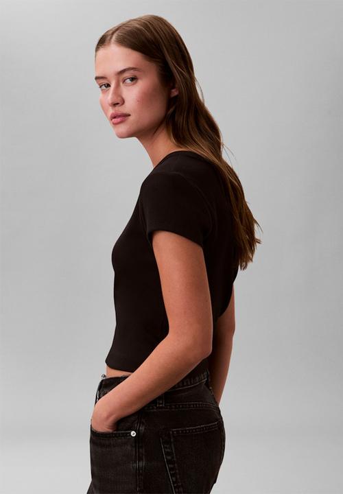 Calvin Klein - Woven label baby rib baby tee - black