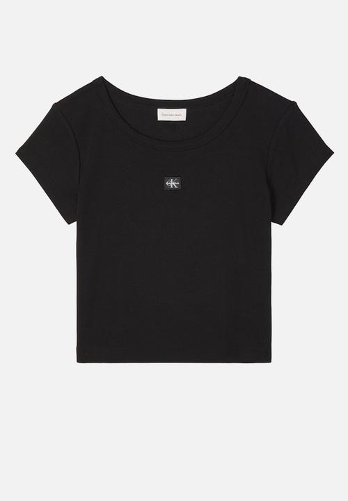 Calvin Klein - Woven label baby rib baby tee - black