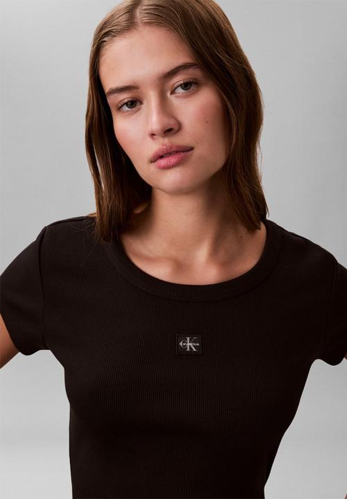 Calvin Klein - Woven label baby rib baby tee - black