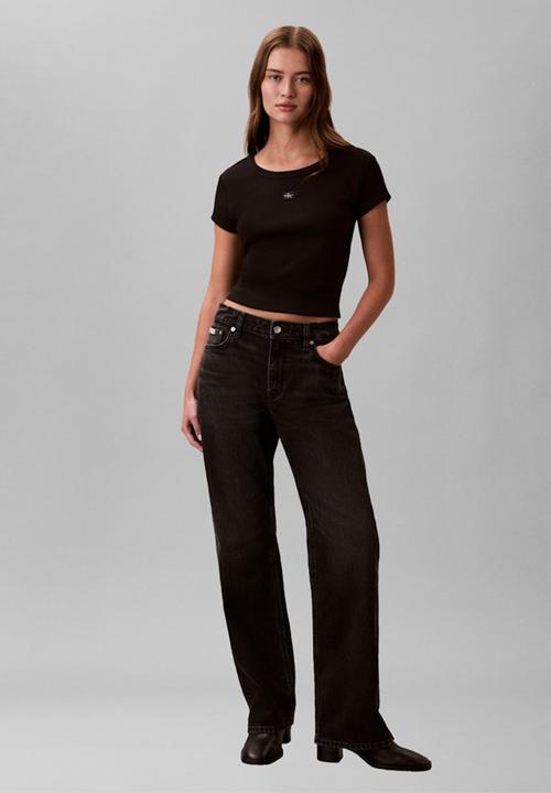 Calvin Klein - Woven label baby rib baby tee - black