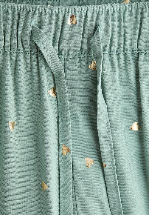 H&M - Woven joggers - light dusty green/hearts