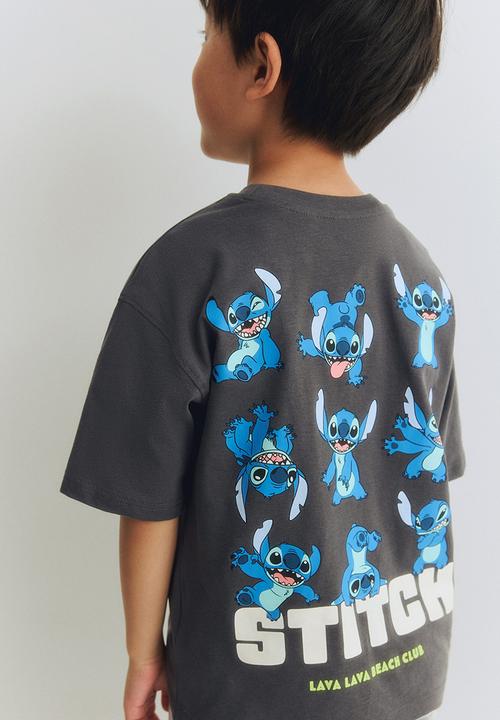 H&M - Oversized printed t-shirt - dark grey/lilo & stitch