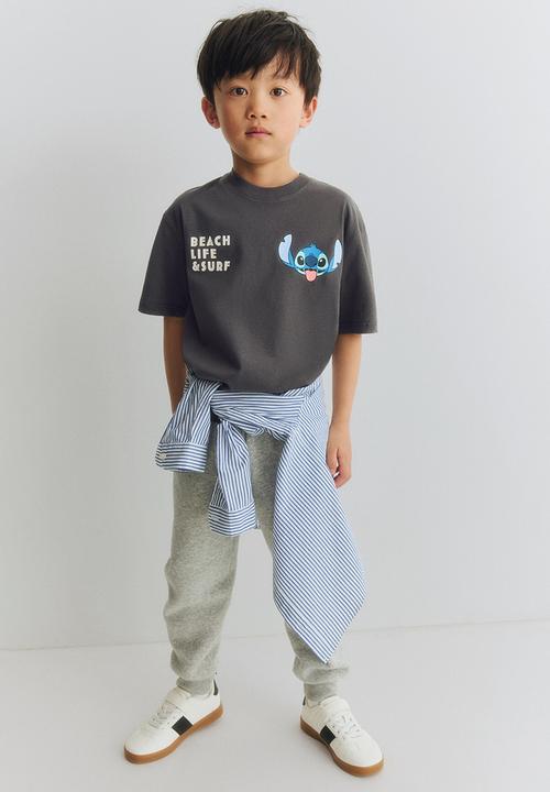 H&M - Oversized printed t-shirt - dark grey/lilo & stitch