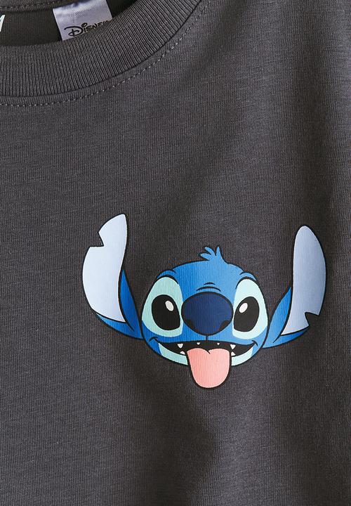 H&M - Oversized printed t-shirt - dark grey/lilo & stitch