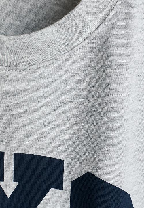 H&M - Printed cotton t-shirt - light grey marl/nyc