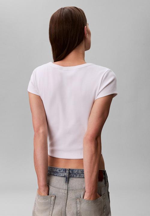 Calvin Klein - Woven label baby rib baby tee - bright white