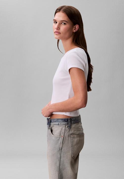 Calvin Klein - Woven label baby rib baby tee - bright white