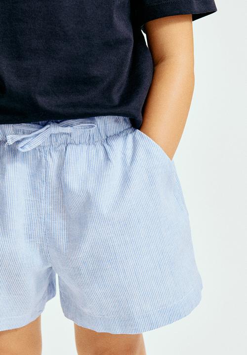 H&M - Linen-blend shorts - blue/striped