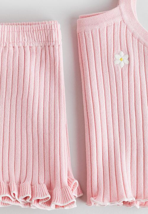 H&M - 2-Piece rib-knit set - light pink