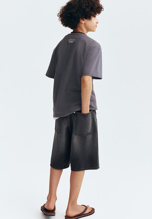 H&M - Baggy fit denim shorts - dark denim grey