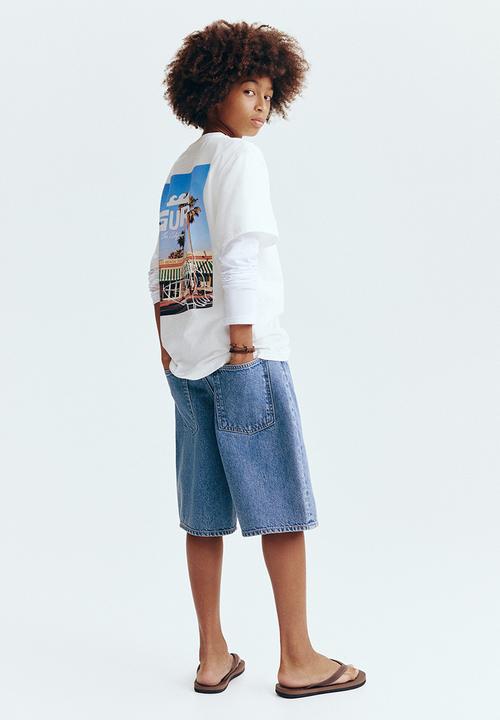 H&M - Baggy fit denim shorts - denim blue