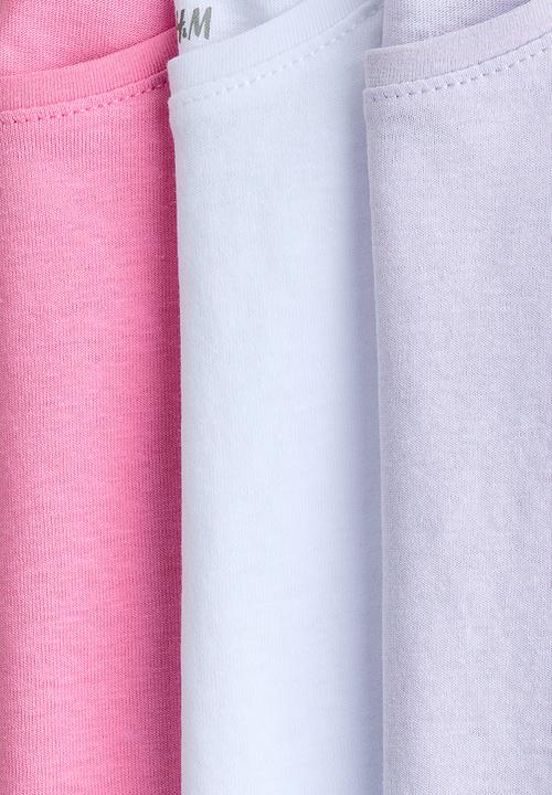 H&M - 3-Pack flutter-sleeved tops - pink/white/lilac