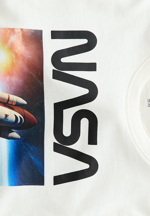 H&M - Printed cotton t-shirt - cream/nasa