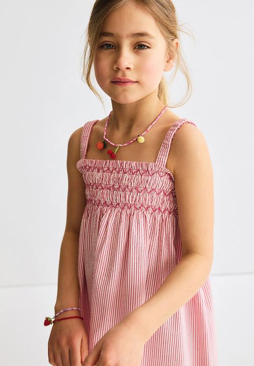 H&M - Smocked strappy dress - red/beige striped