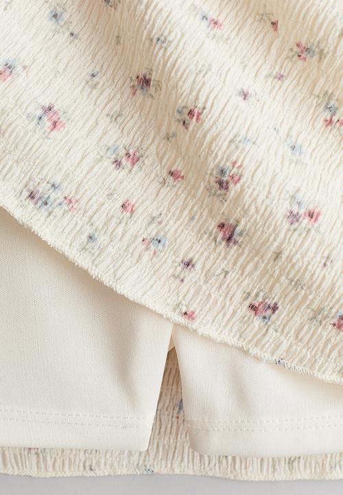 H&M - Patterned tiered skirt - cream/floral